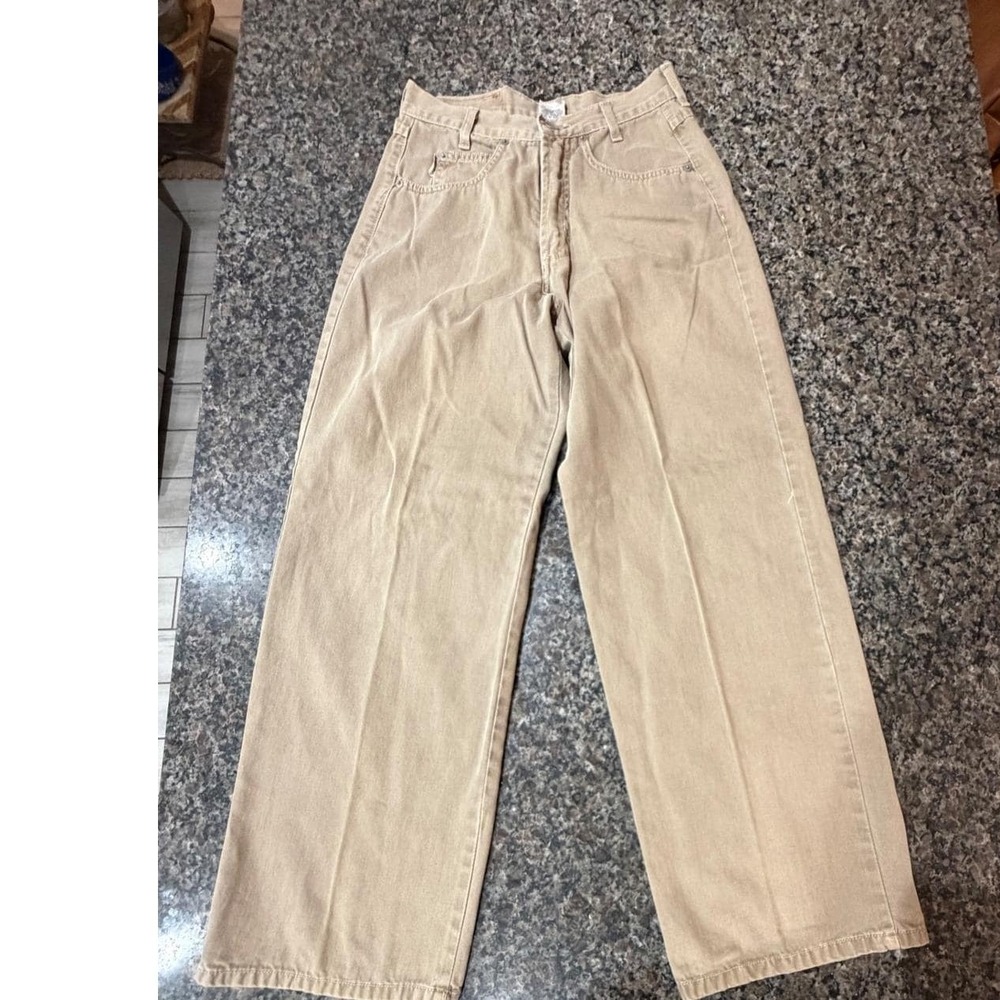 Vintage Bongo Gene Montesano Tan Khaki Wide Leg High Waisted Pants Size 7 90s